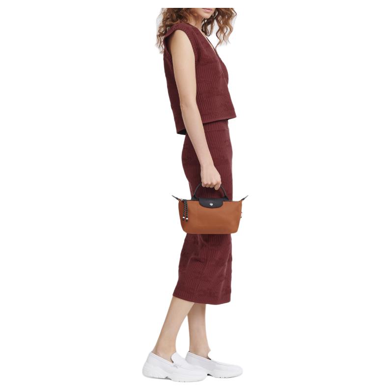 Longchamp Le Pliage Energy Logo Marchio in Rilievo Anello con Cerniera Tessuto in Pelle di Mucca Borsa a Shopper da Shopping Donna Beige 30030HSR003