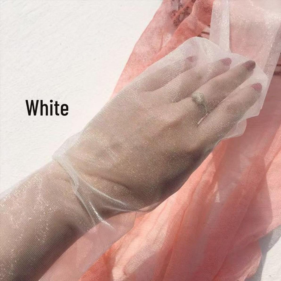 

Перламутровые блестящие черные чулки до колена Large size белый