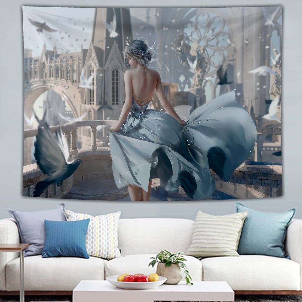 Sexy Girl Cartoon Home Mural Decoration Kawaii Japanese Anime Print Tapestry Living Room Bedroom Background Cloth Tapiz