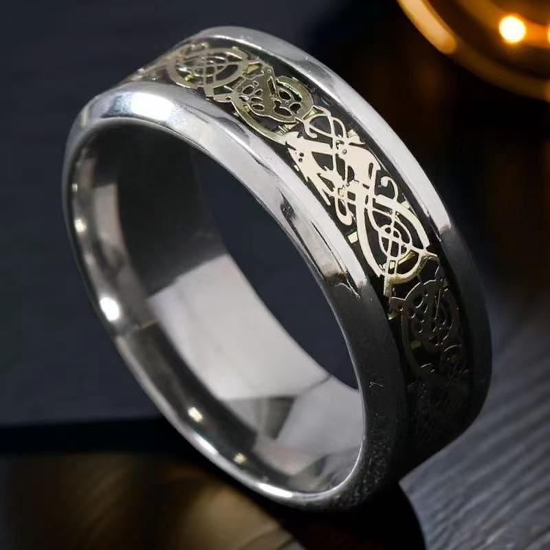Men's 8mm Retro Titanium Steel Ring: Light Luxury, Niche Design