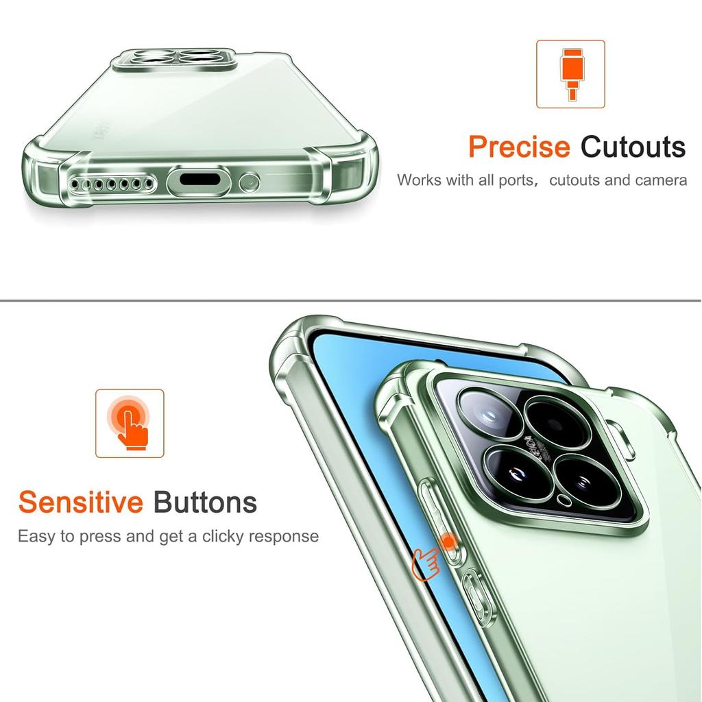 TPU Transparent Case for Xiaomi 15 Mi 15 5G Protective Cover Four Corners Shockproof Bumper Coque Fundas
