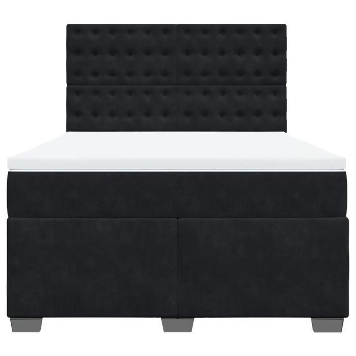 Exclusive House - Black Bed Slat Base and Mattress 160x200 Cm Velvet
