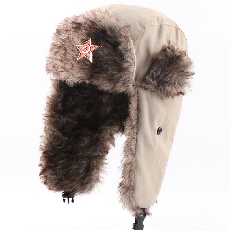 Sowjetisches Wappen Lei Feng Hut winddicht warm Ohrenschützer Hut Herren und Damen Outdoor Reiten Nordost warmer Hut Winter neu