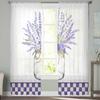 Watercolor Lavender Bottle With Purple Plaid Pattern Window Tulle Curtains Living Room Hotel Luxury Decoration Sheer Curtains