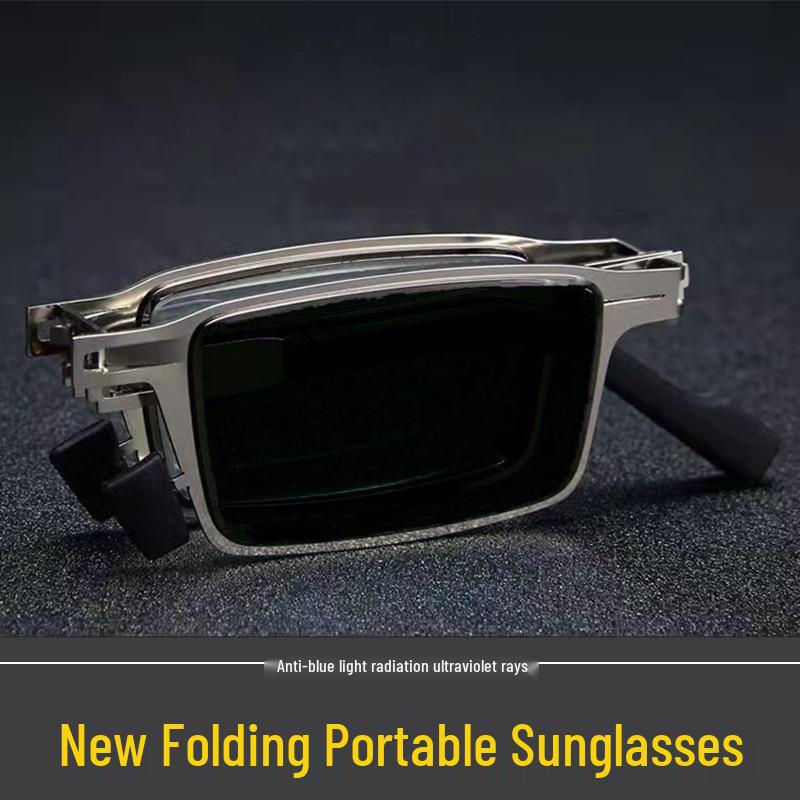 Compact Ultralight Foldable Stainless Steel Anti-UV Sunglasses, Screwless Design