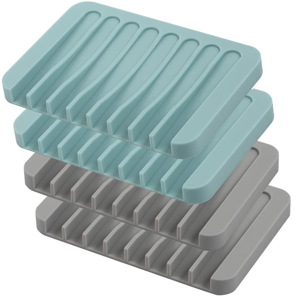 Self Draining Soap Dishes, 3 Pcs Silicone Soap Saver, Waterfall Drainer Soap Holder for Bathroom, Extend Soap Life, Keep Soap Bars Dry Clean & Easy
