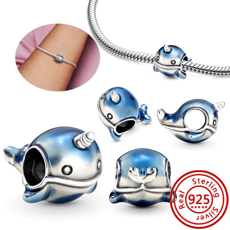 925 Sterling copper Fit Original Pendant Charms Bracelet Women Zircon Colorful Magic Flying Unicorn Pig Dangle Charm DIY Beads