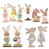 Yousheng 2/3Pcs Easter Bunny Table Sign Farmhouse Rustic Wooden Egg Rabbit Ornament Happy Easter Spring Home Office Table Centerpiece Decoration