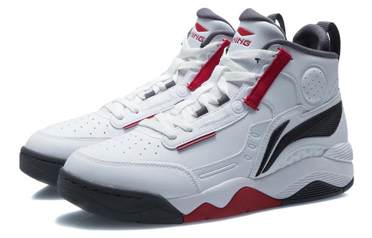 Li Ning Basketball Shoes Men's High Top White/Black/Red AGBR081-1