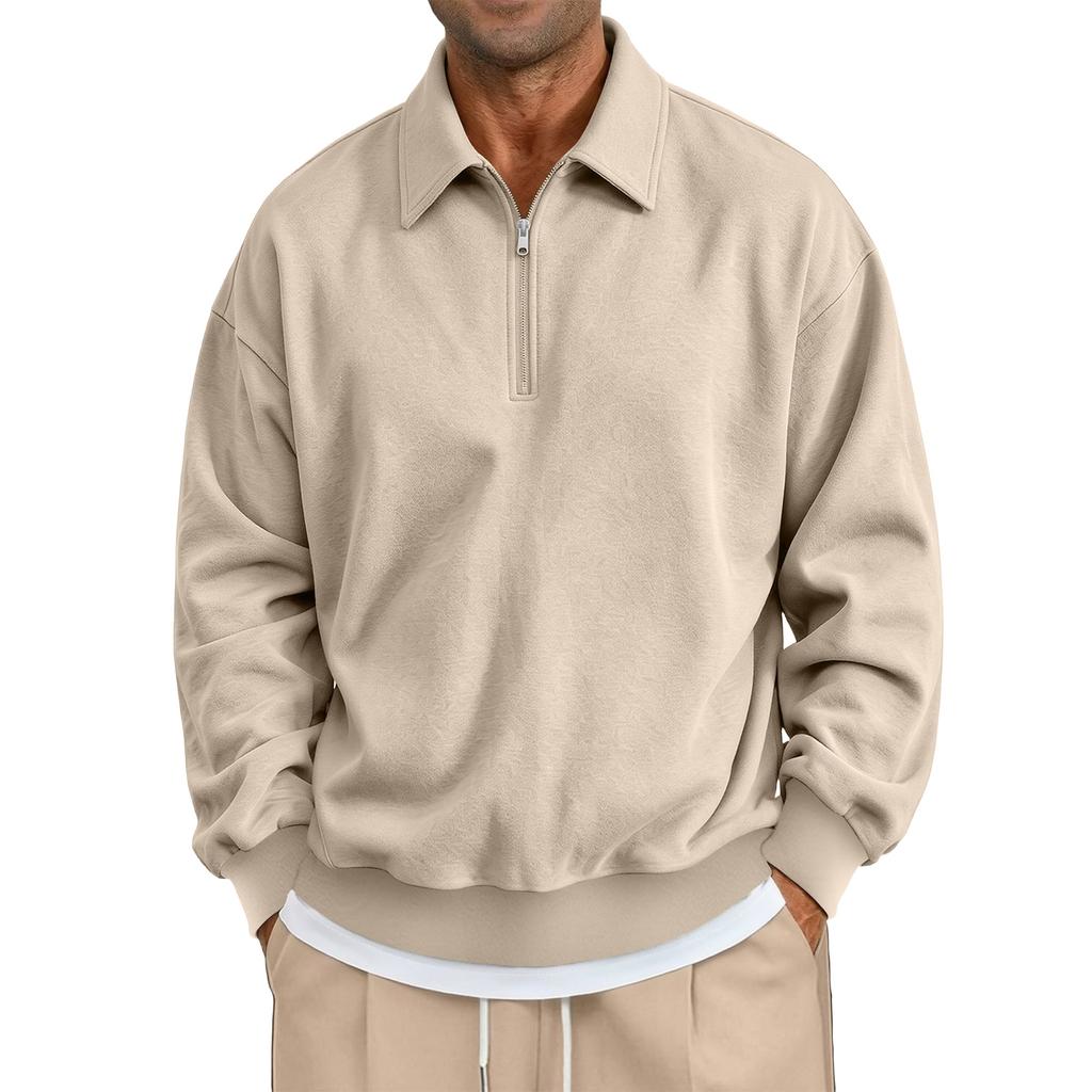 Herren Casual Sweatshirt mit halbem Reißverschluss, Langarm, Sportlicher Pullover