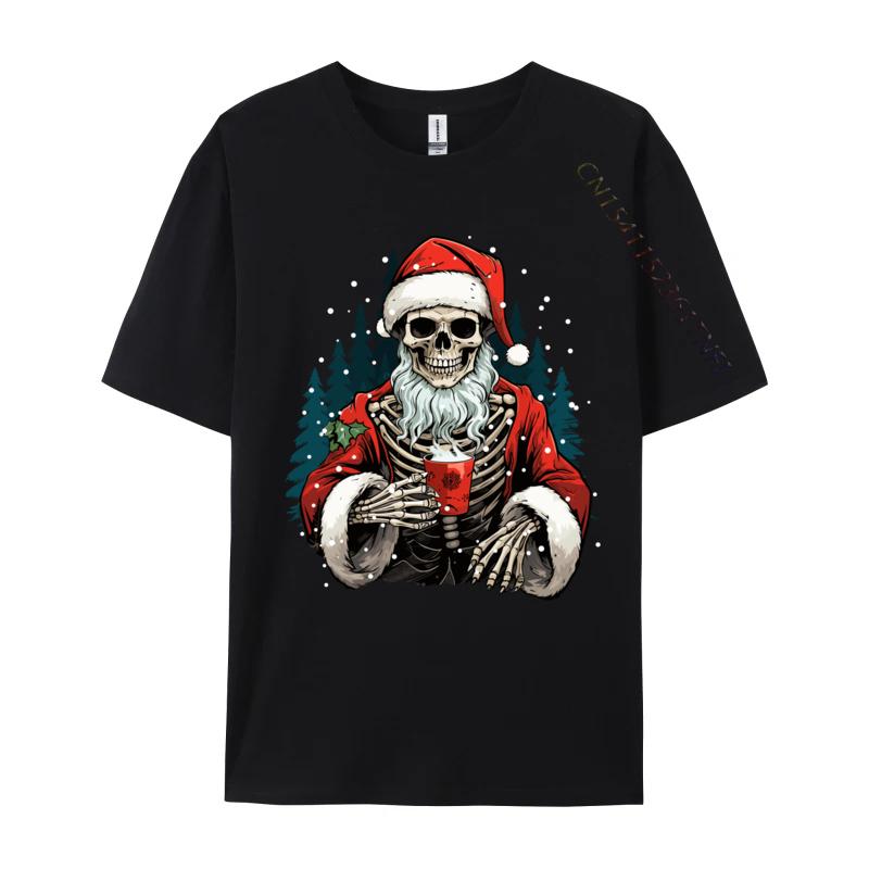 Skeleton Santa Dead Inside Santa Christmas Skull Funny T-Shirts Novelty Birthday Gifts Tees Tops Cotton Black T-Shirt