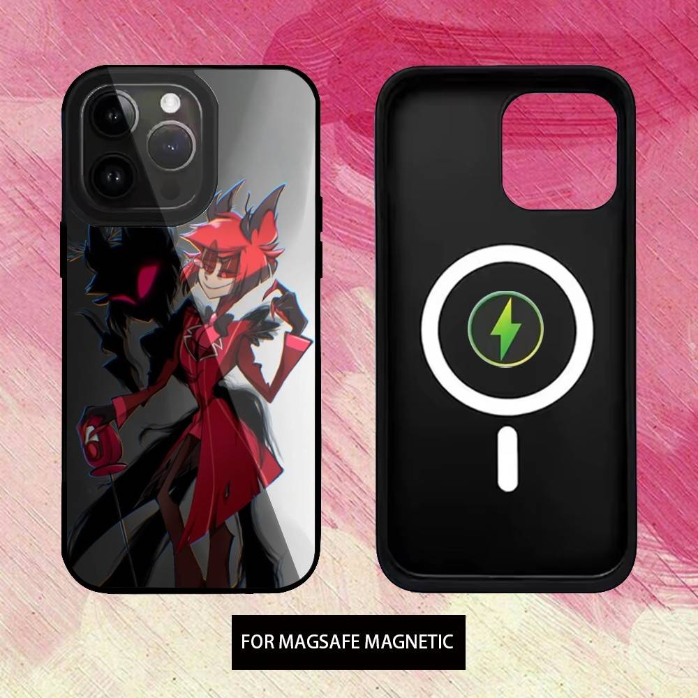 

H-Hazbin H-Hotel A-Alastor Phone Case For iPhone17,16,15,14,13,12,11 Plus,Pro Magnetic For Magsafe Wireless Charging iPhone17Air