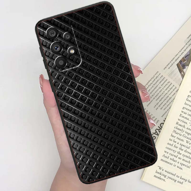 Black carved woven texture Phone Case For Samsung A41 A35 A34 A33 A32 A25 A24 A23 A21s A06 A05 A04 A03 Note 10 20 Ultra 5G Black