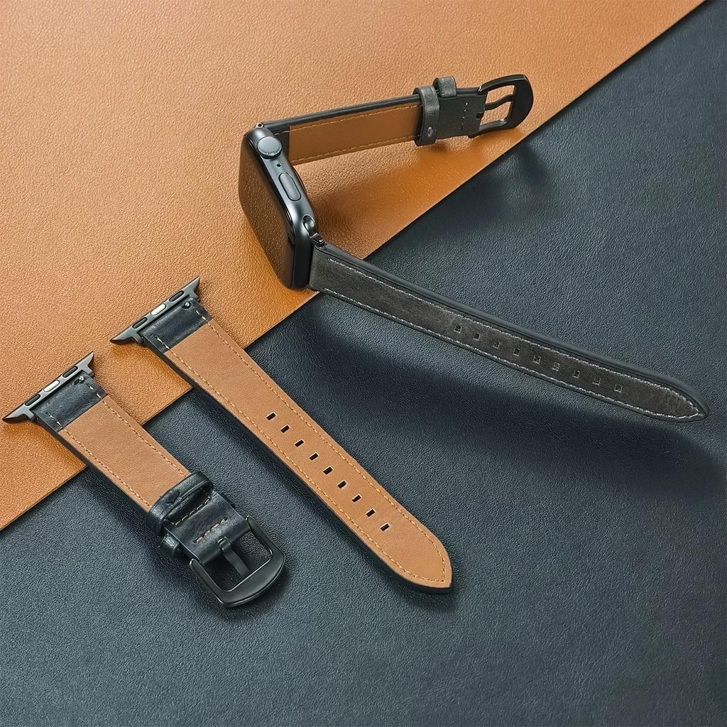 New Leather Strap for Apple Watch Band Ultra 2 49mm 46mm 44mm 45mm 42mm 41mm 40mm Bracelet Iwatch Series 10 9 8 7 6 5 4 Correas