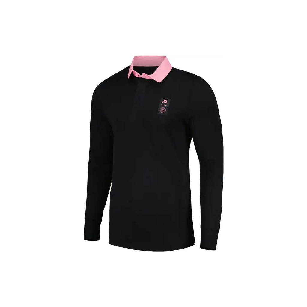 Adidas Casual Long Sleeve Polo Football Shirt Unisex Shirts Black HU0434