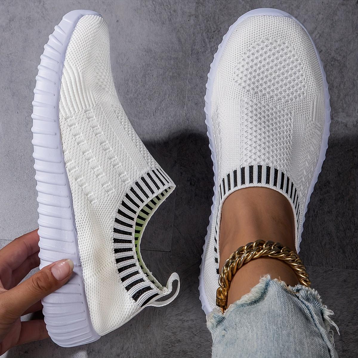 

[Breathable Knit Sneakers] Breathable Knit Sneakers - Lightweight Solid Color Women s Casual Lace Up Outdoor Shoes 43