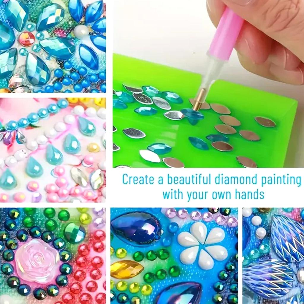 Wooden DIY Crystal Art Note Box (160 Blank Notepads) Cube Note Box Mosaic Craft Set for Office Workplace Home Gifts