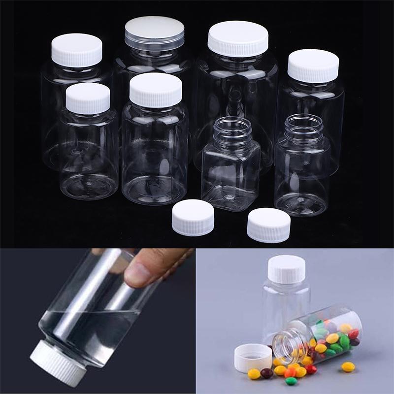 15-500ML Food Grade Transparent Plastic Bottle Wide Mouth Screw Lid Sealed Vial Liquid Reagent Medicine Storage Container