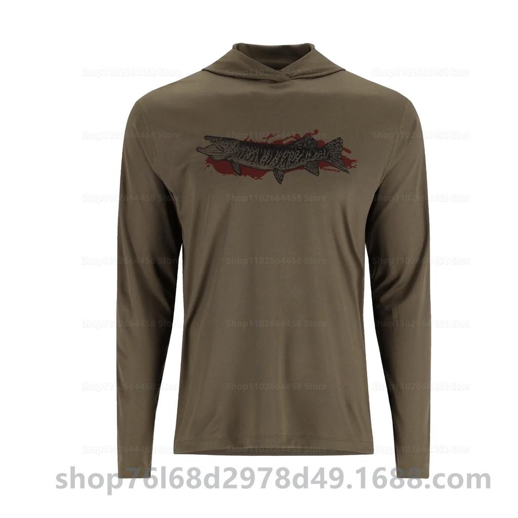 Cross-border SIMMS fishing suit UPF50 long-sleeved hoodie quick-drying breathable sunscreen clothes Luya outdoor T-shirt new