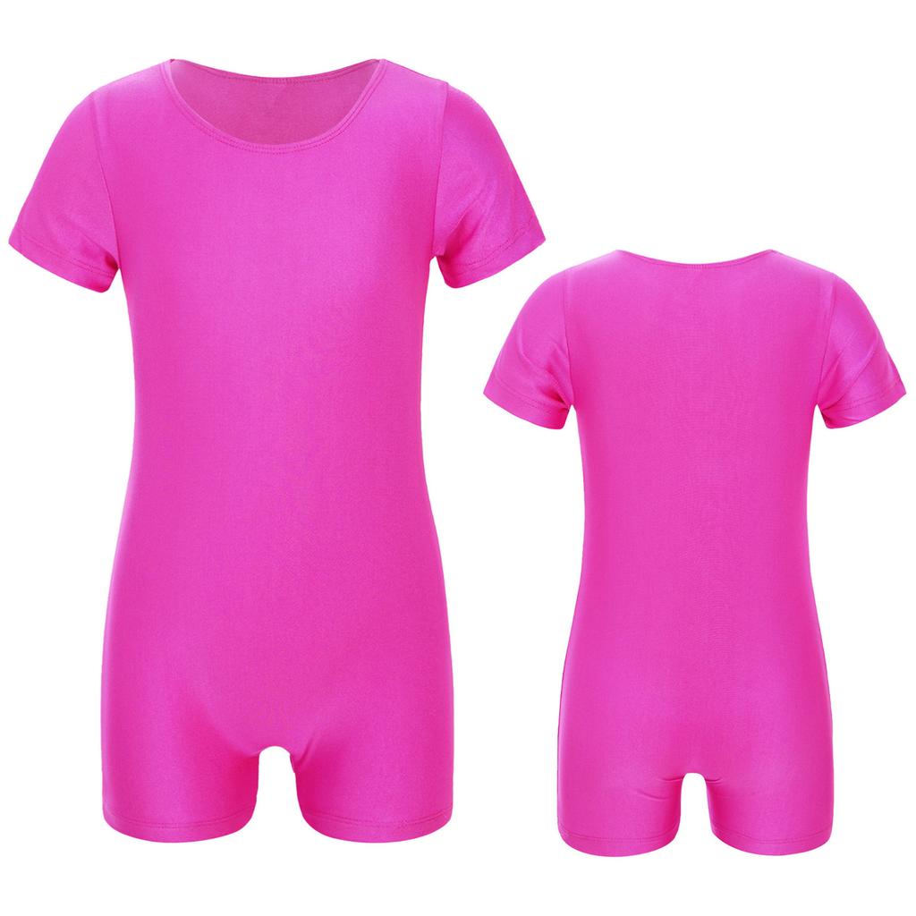Kinder Jungen Mädchen Kurzarm Einfarbig Dehnbar Ballett Tanz Gymnastik Trikot Overall Unitard