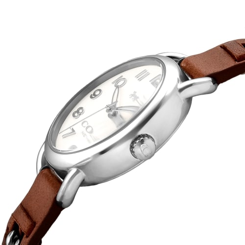 Coach DELANCEY Women's 28mm Ivory Dial Stainless Steel Quartz Watch (14502258) In Brown