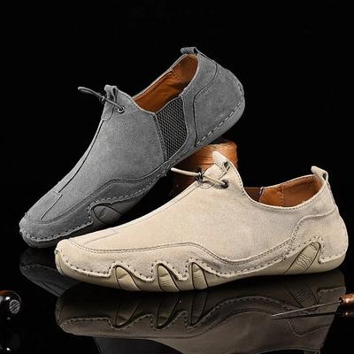 Loafers Leather Shoes Men Fashion High Quality Luxury Brand Comfortable Men Casual Driving Shoes Plus Size Elastic Holes Shoes