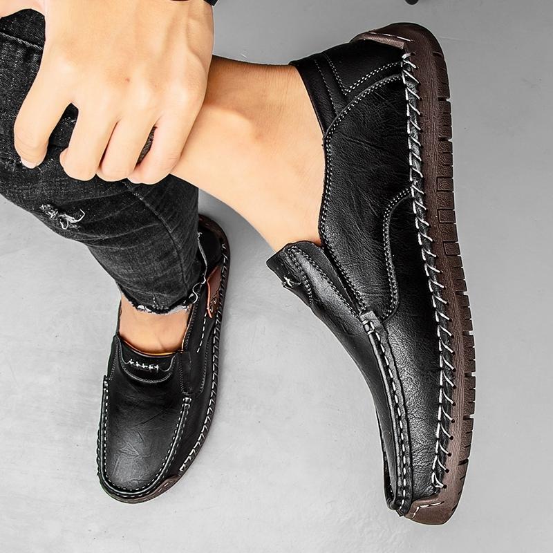 Handmade Genuine Leather Men's Casual Shoes Comfortable and Breathable Moccasins Men Business Flats Shoes Driving Shoes