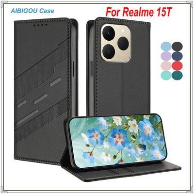 עבור Realme 15T Realme15 T נרתיק עור יוקרתי ארנק עור רטרו ספר פליפ מגנט נסגר אוטומטית כיסוי מלא Rea lme 15 T תיקי טלפון