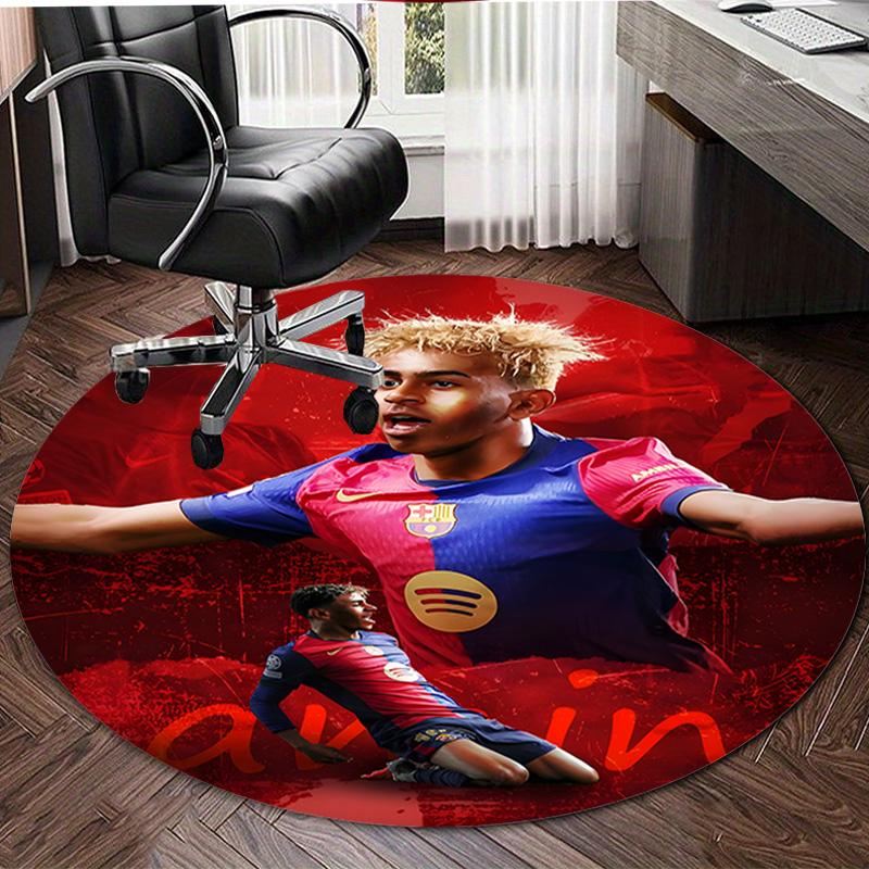 1pc Lamine Yamal Print Round Carpet Chair Round Carpet Suitable for Bedroom Living Room Home Decorative Carpet