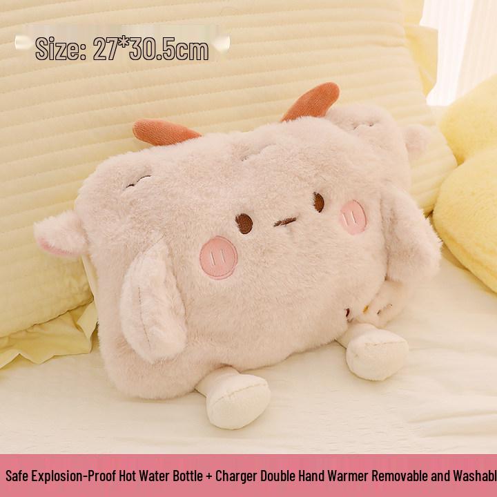 Bolsa de Água Quente de Pelúcia Fofa à Prova de Explosão para Meninas - Aquecedor de Mãos e Conforto Abdominal