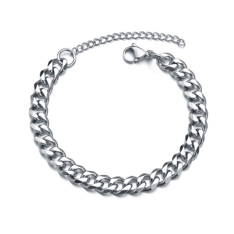 Stainless Steel Six-Sided Polished Cuban Bracelet: 3.5/5/7mm, Hip-hop Style, Simple and Trendy