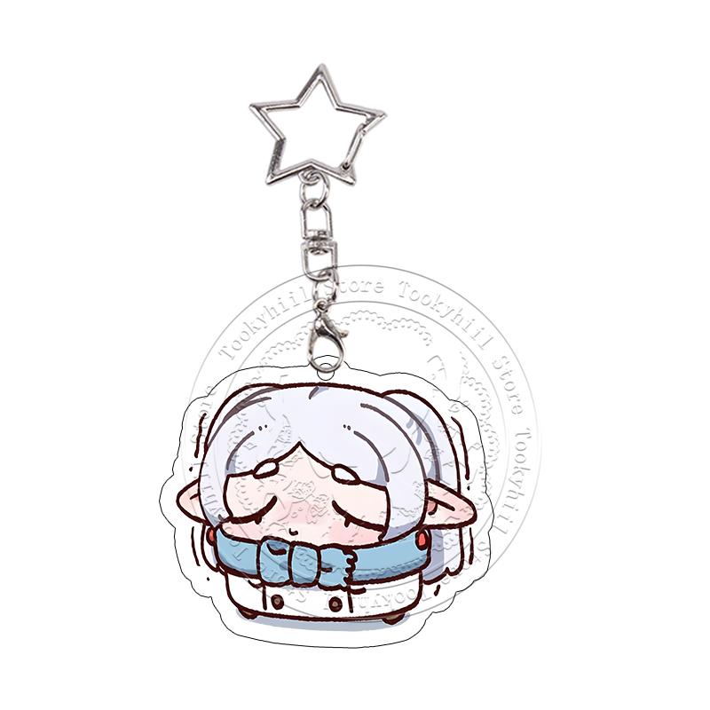 Chibi Sousou No Frieren Acryl Schlüsselanhänger Fern Stark Exquisite Schultaschen Dekoration Anime Cartoon Zubehör Anhänger Schlüsselanhänger Geschenk