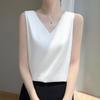 Versatile Women's Satin Camisole: Front V, Round Back, Sleeveless, Wide Straps—perfect Under a Suit, Silky Finish with an Elegant Back.