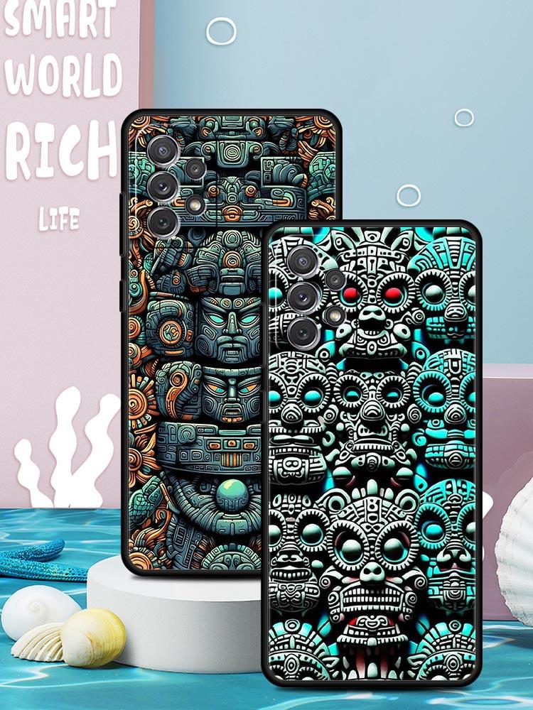 Vintage Totem Painting Phone Case for Samsung Galaxy A55 A35 A17 A07 A15 A13 A25 A51 A71 A72 A73 A32 A52 A52S A41 Soft TPU Shell
