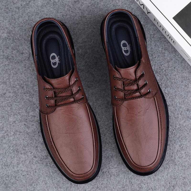 FashionGenuine Leather Men's Casual Shoes British Style Male Dress Sneakers New Trendy All-match Business Shoes Formal Dress Footwear
