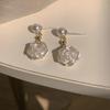1 Pair Women Earrings Camellia Shape Faux Pearl Design Show Unique Charm Alloy Mini Flower Style Elegant All-Match Drop Earrings for Dating