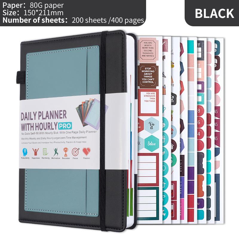 A5 Weekly Plan Monthly Plan With Lattice Grid Self-Binding Notebook Planner Office Atationery With Gold Stamping Stickers