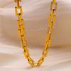 European Elegant Stainless Steel Jewelry Set: Mouth-Shaped Chain and Interlocking Square Bracelet Necklace