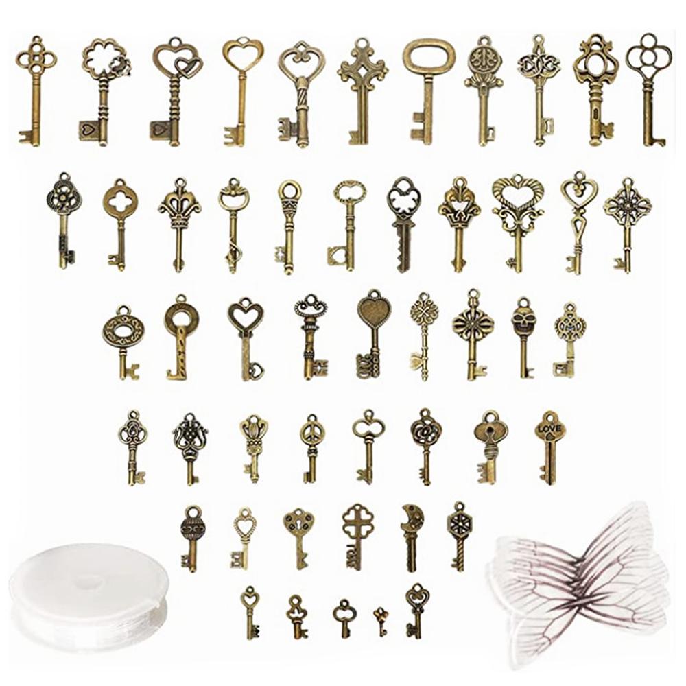 Vintage Skeleton Keys Flying Key Charms with Dragonfly Wings Realistic Effect DIY Jewelry Necklace Pendant Home Party Decoration