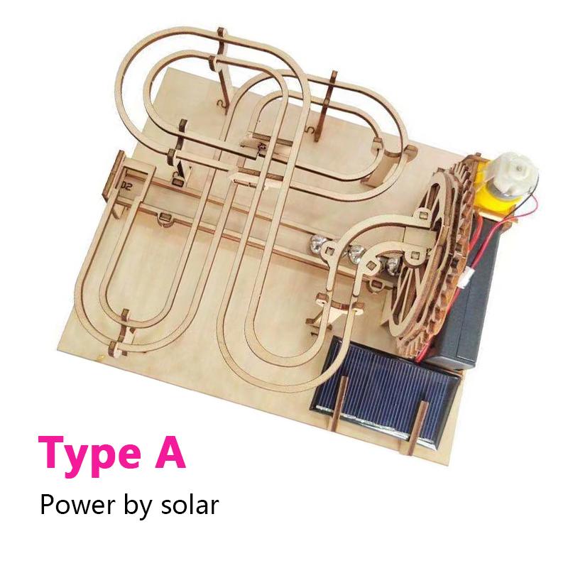 3D Wooden Puzzle DIY Assemble Mechanical Marble Run Gear Model Building Kit Steam Science Puzzles Educational Toys Gift for Kids
