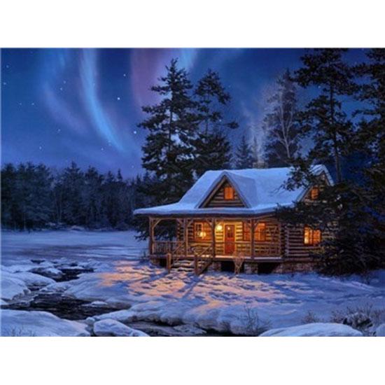 Huacan Full Square Diamond Painting Landscape Diamond Embroidery Snow Scene Picture Rhinestone Mosaic Painting