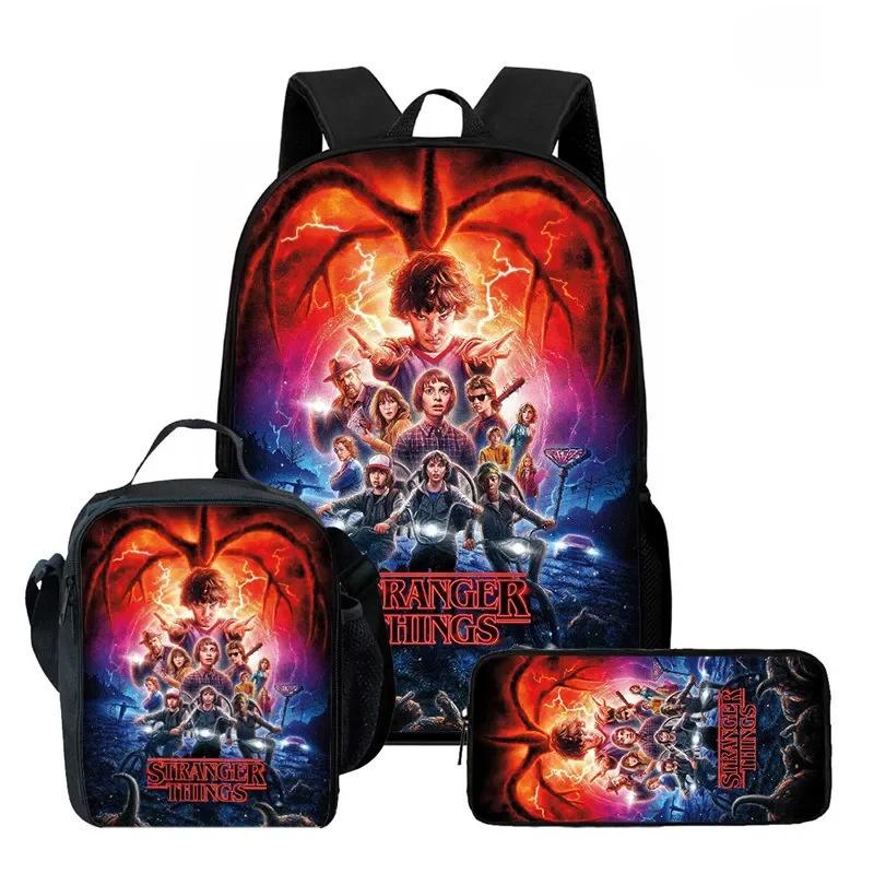 Strangertings Stranger Things Student School Bag Children'S Backpack Satchel Pencil Case