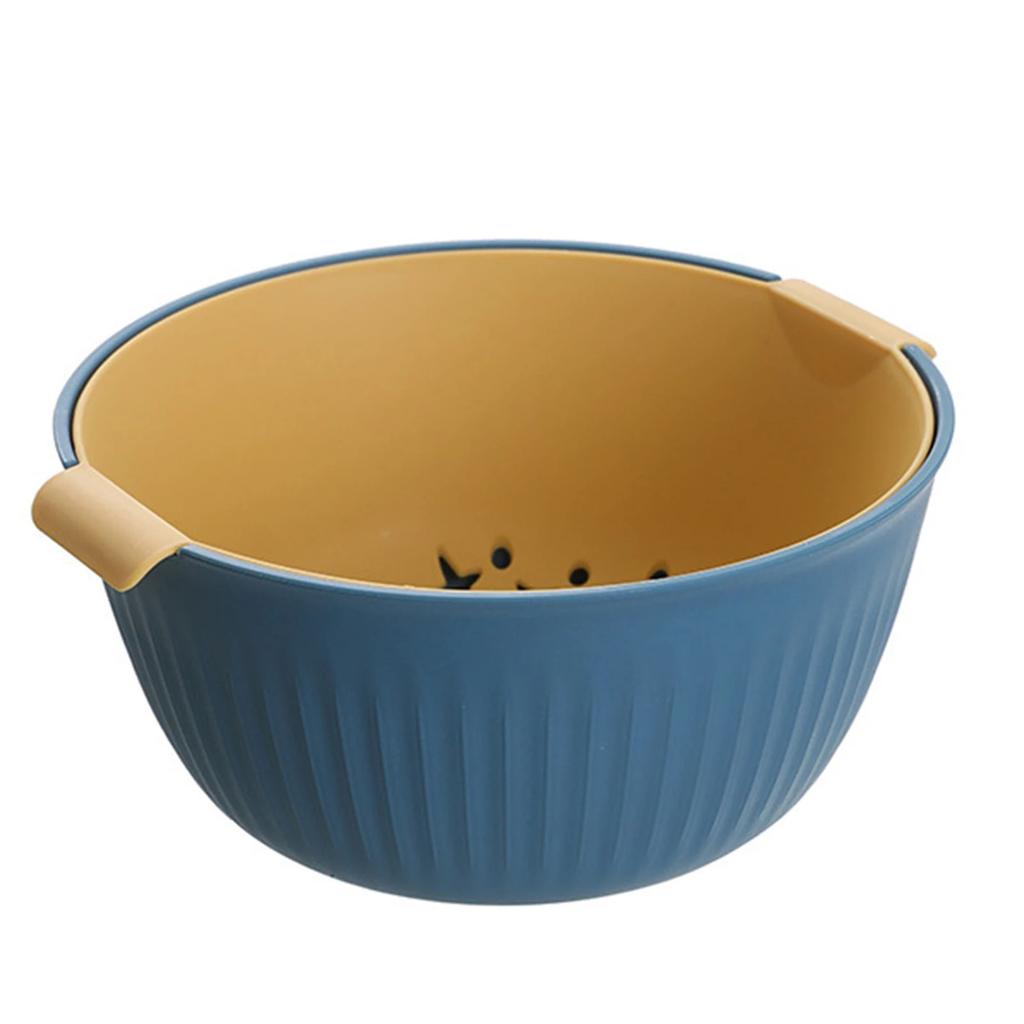 Kitchen Silicone Double Drain Basket Bowl Washing Storage Basket Strainers Bowls Drainer Vegetable Cleaning Colander Tool