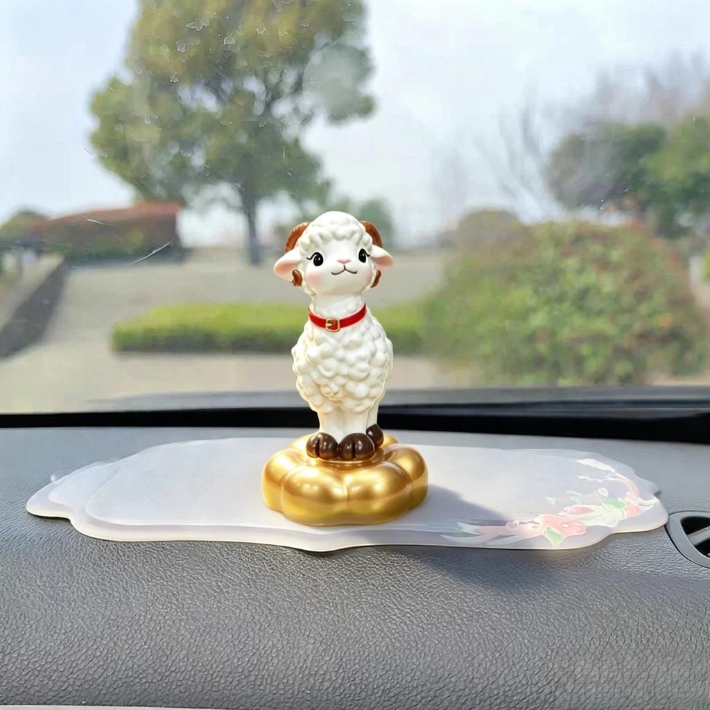 Creative Cartoon Peace Sheep Resin Figurine, Cute Desktop Ornament, Office Healing Style Decoration Small Gift