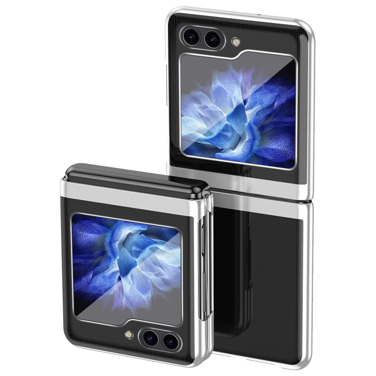 

Для Samsung Galaxy Z Flip6 5G/Z Flip5 5G Чохол Прозорий ПК Гальванічне покриття Тверда накладка для телефону Silver