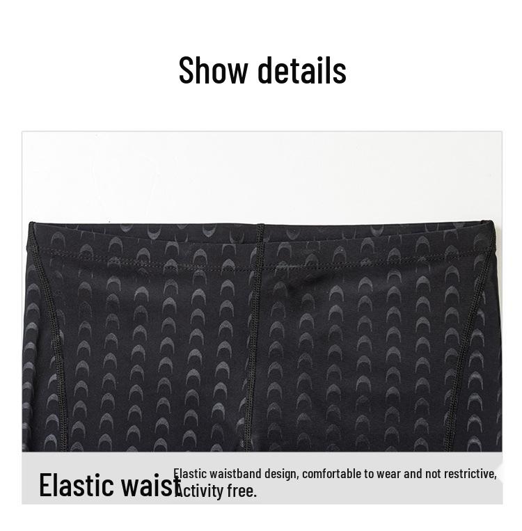 Exklusive Herren-Badehose mit langen Beinen, schnelltrocknend, Haifischhaut-Optik, Renn-Badehose