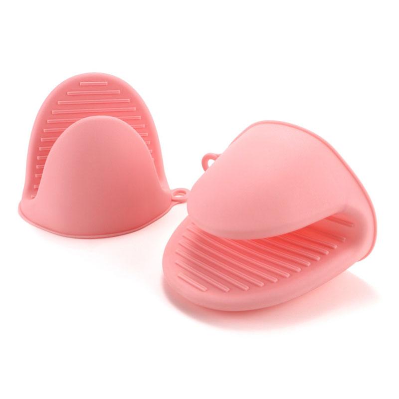 

2pcs Mini Oven Mitts Kitchen Silicone Pottery Pads Insulated Non-slip Glove Clips Suitable for Kitchen Cooking and Baking красный