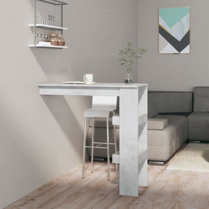 VidaXL Wall-mounted Bar Table Concrete Grey 102x45x103.5cm Engineered Wood 811785