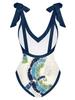 Traje de baño estampado de moda para mujer Control de abdomen con cordones Cobertura Set de traje de baño de dos piezas Adelgazante Protección solar Tankini Traje de baño