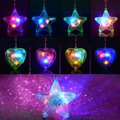 10/25/50 pcs Étoile Cœur LED Lumineux Pendentifs de Collier Clignotant Lumineux Collier Lumineux Enfants Filles Collier LED Clignotant Fête
